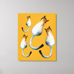 Tabby black and brown cat illustration canvas print