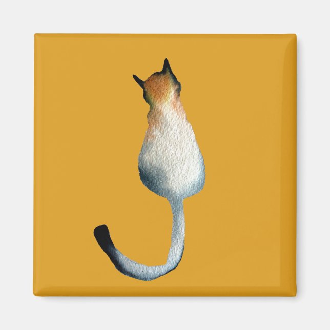 Tabby black and brown cat illustration magnet (Front)