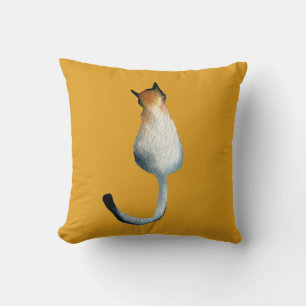 Tabby black and brown cat illustration throw pillow