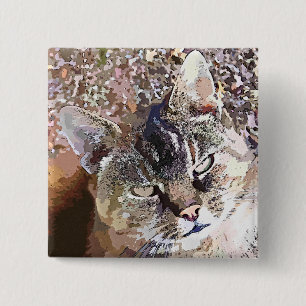 TABBY CAT 2 INCH SQUARE BUTTON
