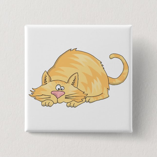 tabby cat 2 inch square button (Front)
