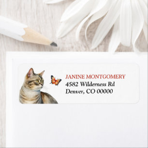 Tabby Cat and Monarch Butterfly Return Address
