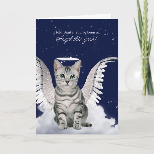 Tabby Cat Angel for Christmas Holiday (Front)
