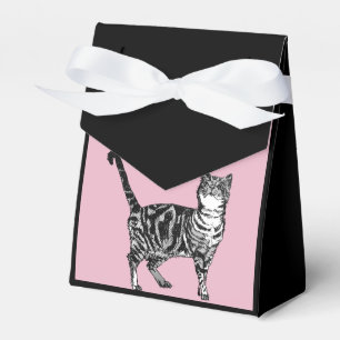 Tabby Cat Art pink Birthday Party Cake Favour Box