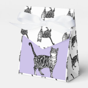 Tabby Cat Art pink Birthday Party Cake Favour Box
