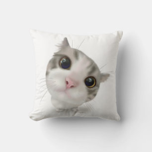 Tabby Cat Cartoon Throw Pillow