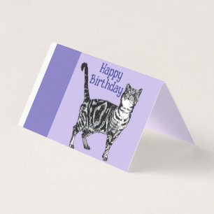 Tabby Cat Cats Purple Pet Girls Name Birthday Card