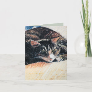 Tabby Cat Customizable Note Card, Green Card