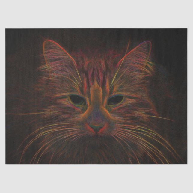 Tabby Cat Design Orange Copper Black Photo Art Tissue Paper (Front)