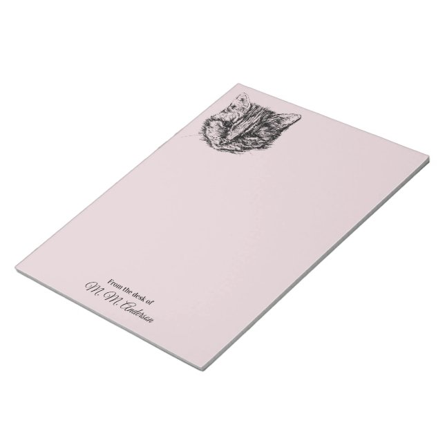 Tabby Cat Drawing Custom Colour Personalized Notepad (Angled)
