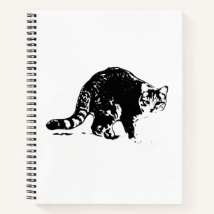 Tabby Cat Full‑Body Black & White Notebook