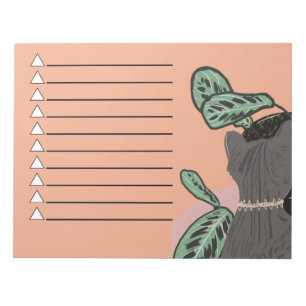 Tabby Cat Grey Plants Two-Tone Notepad