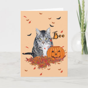 Tabby Cat Halloween Card