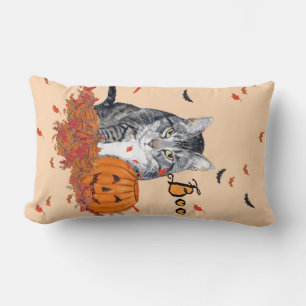 Tabby Cat Halloween Lumbar Pillow