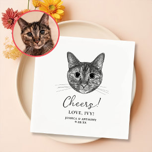 Tabby Cat Hand Drawing Personalized Cheers Napkin