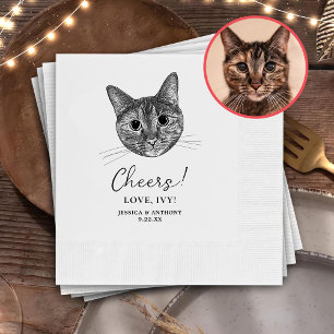 Tabby Cat Hand Drawing Personalized Cheers Napkin