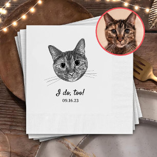 Tabby Cat Hand Drawing Personalized I Do Too  Napkin