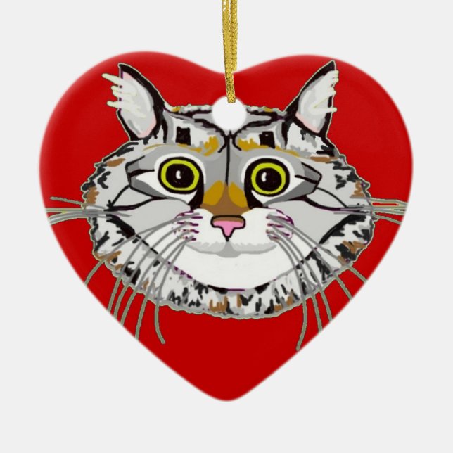 Tabby Cat Heart Ornament (Front)