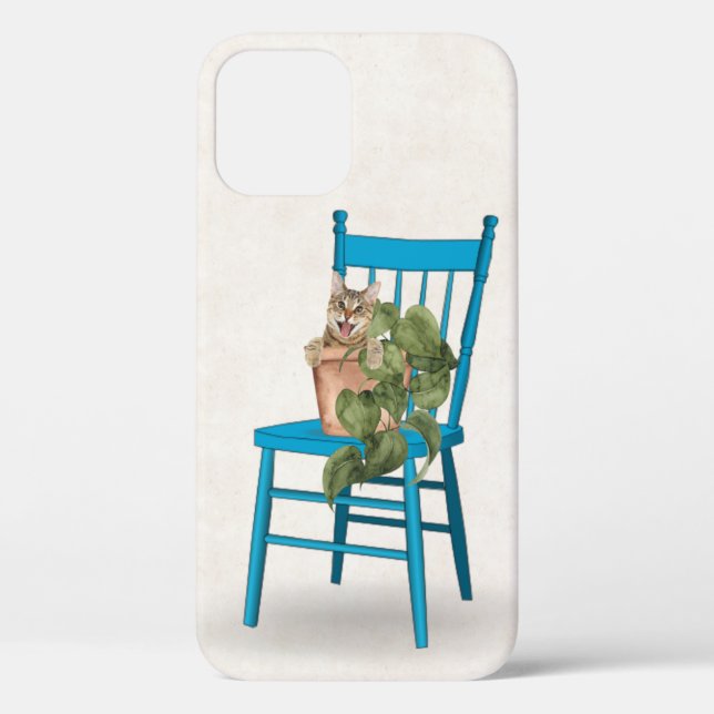 Tabby Cat in Potted Plant Case-Mate iPhone Case (Back)