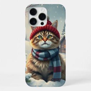 Tabby Cat in Preppy Winter Attire and Hat iPhone 16 Pro Max Case