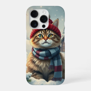 Tabby Cat in Preppy Winter Attire and Hat iPhone 16 Pro Case