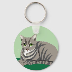 Tabby Cat Keychain