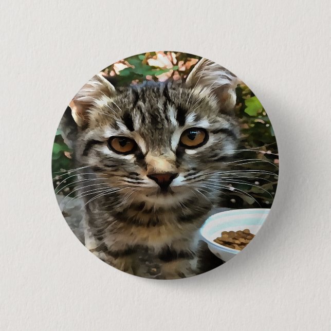 Tabby Cat Kitten Making Eye Contact 2 Inch Round Button (Front)