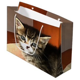 Tabby Cat Kitten Pet Portrait Large Gift Bag