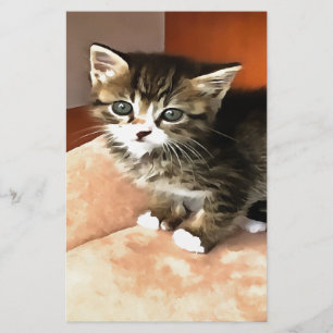 Tabby Cat Kitten Pet Portrait Stationery