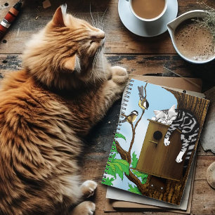 Tabby Cat Napping Birdhouse Notebook