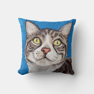Tabby Cat Painting Throw Pillow