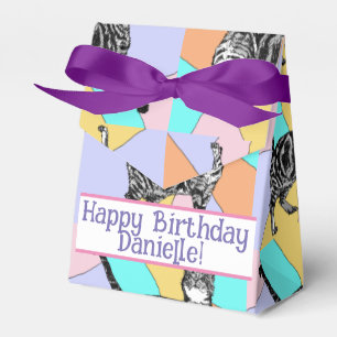 Tabby Cat Pastel Birthday Cats Cake Favour Box