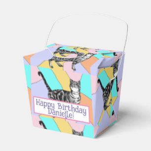 Tabby Cat Pastel Birthday Cats Cake Favour Box