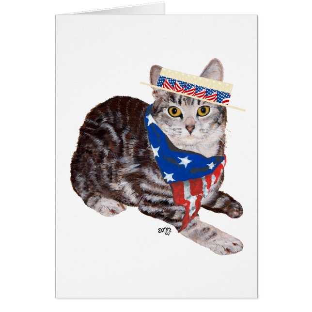 Tabby Cat Patriotique Américain Shorthair (Devant)