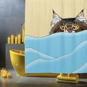 Tabby Cat Peeking Blue Funny