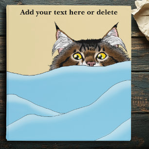Tabby Cat Peeking Blue Funny Binder
