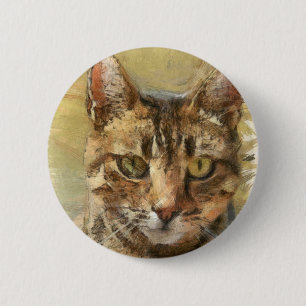 Tabby Cat Pencil Sketch 2 Inch Round Button
