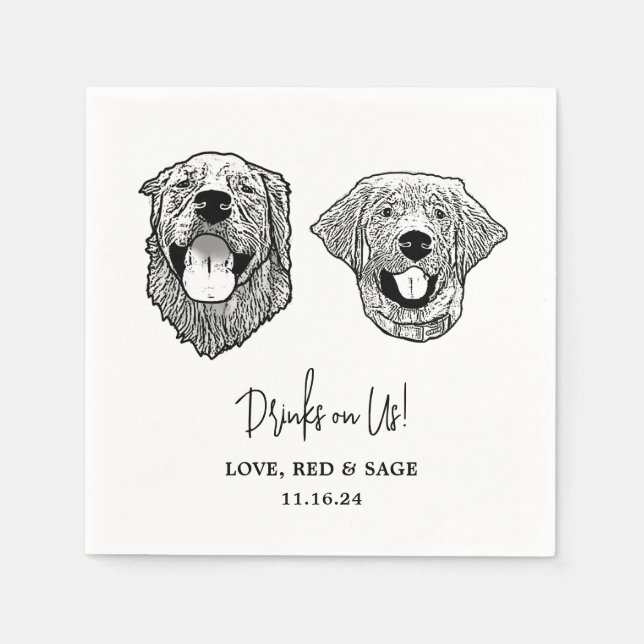 Tabby Cat Personalized Drinks on Me Napkins (Front)