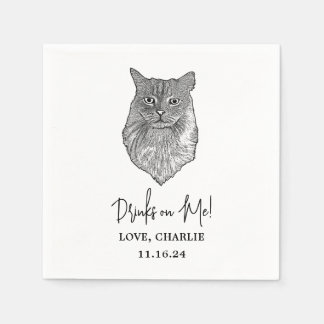 Tabby Cat Personalized Drinks on Me Napkins