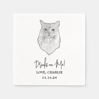 Tabby Cat Personalized Drinks on Me Napkins