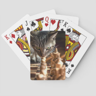 Tabby Cat Playing Chess Playing Cards