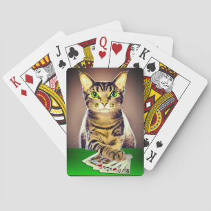 Tabby Cat Playing Poker Cards