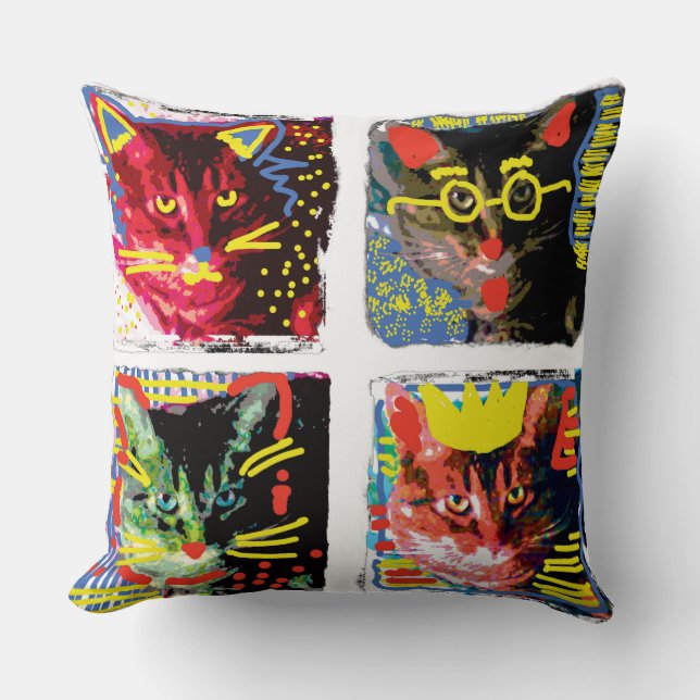Tabby Cat Pop Art Pillow (Front)