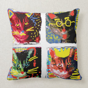 Tabby Cat Pop Art Pillow