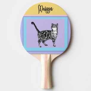 Tabby Cat Purple Cats Women's Pastel Colors Ping Pong Paddle