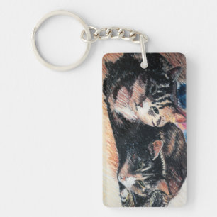 Tabby Cat Rectangle Keychain, Customizable Keychain