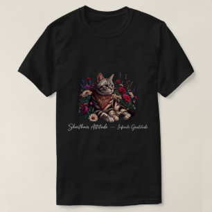 Tabby Cat Red Bandana Wildflower Art T-Shirt