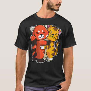 Tabby Cat & Red Panda Cute Animal For Women Cuddli T-Shirt