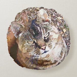 TABBY CAT ROUND PILLOW