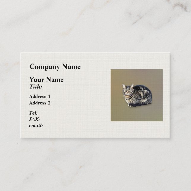 Tabby Cat Sitting Business Card (Front)